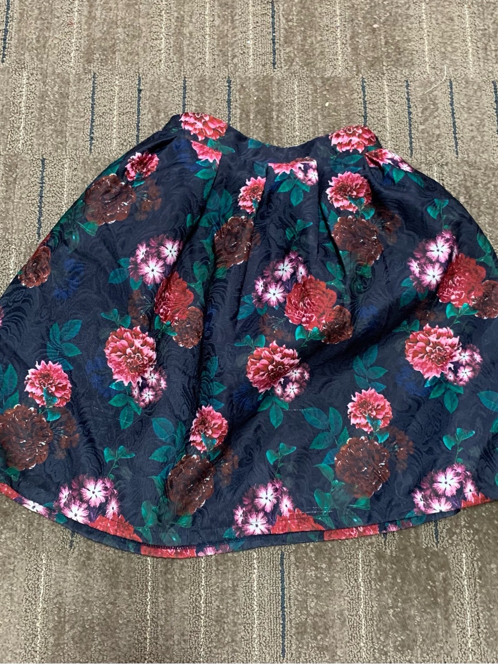 Little Stitches Girls Floral Jacquard Skirt Adjustable Waist Navy Pink 10/11 Yrs